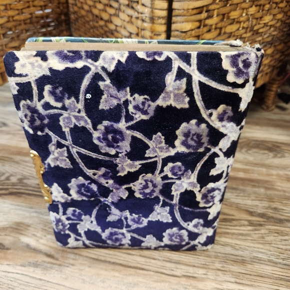 Vtg Victorian Lady & Man CELLULOID PHOTO ALBUM Scrapbook Velvet  Gold Hardware - Picture 4 of 16